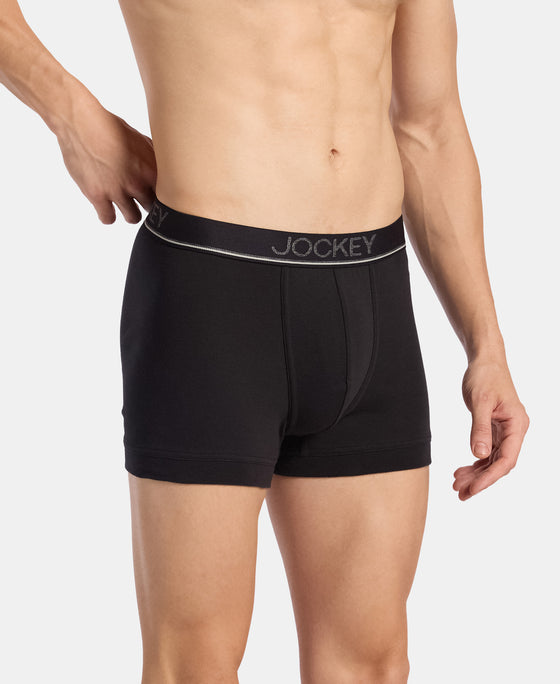 Super Combed Cotton Rib Solid Trunk with Ultrasoft Waistband - Black (Pack of 2)