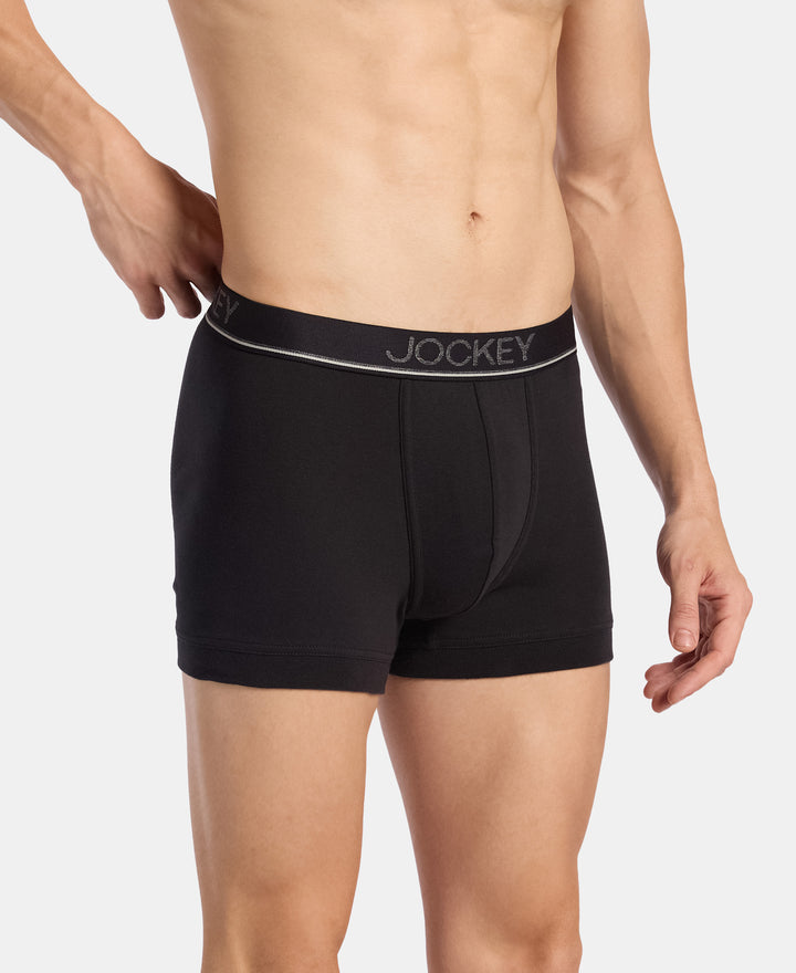 Super Combed Cotton Rib Solid Trunk with Ultrasoft Waistband - Black (Pack of 2)