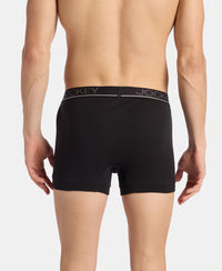 Super Combed Cotton Rib Solid Trunk with Ultrasoft Waistband - Black (Pack of 2)