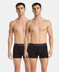 Super Combed Cotton Rib Solid Trunk with Ultrasoft Waistband - Black (Pack of 2)