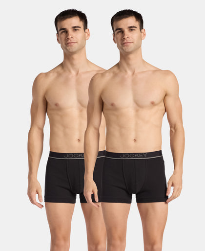 Super Combed Cotton Rib Solid Trunk with Ultrasoft Waistband - Black (Pack of 2)