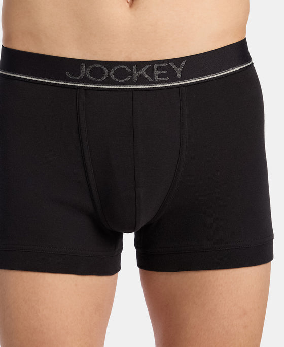 Super Combed Cotton Rib Solid Trunk with Ultrasoft Waistband - Black (Pack of 2)