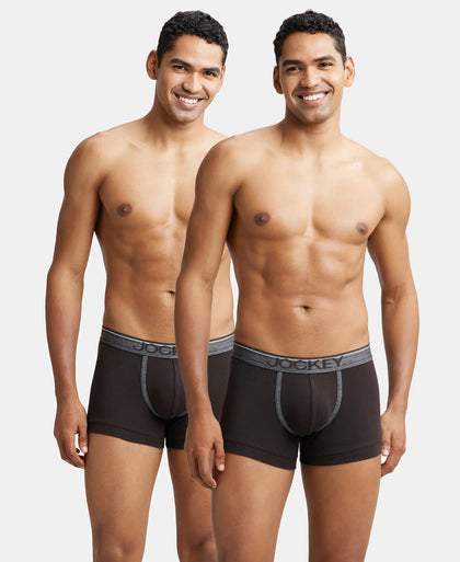 Super Combed Cotton Rib Solid Trunk with Ultrasoft Waistband - Brown (Pack of 2)
