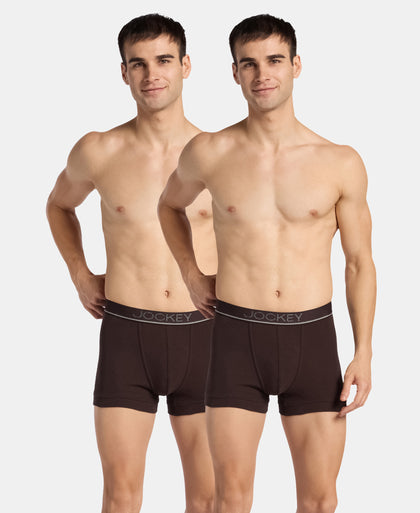 Super Combed Cotton Rib Solid Trunk with Ultrasoft Waistband - Brown (Pack of 2)