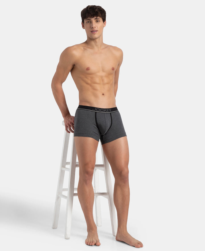 Super Combed Cotton Rib Solid Trunk with Ultrasoft Waistband - Charcoal Melange