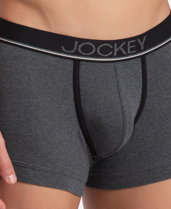 Super Combed Cotton Rib Solid Trunk with Ultrasoft Waistband - Charcoal Melange