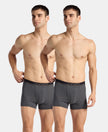 Super Combed Cotton Rib Solid Trunk with Ultrasoft Waistband - Charcoal Melange (Pack of 2)