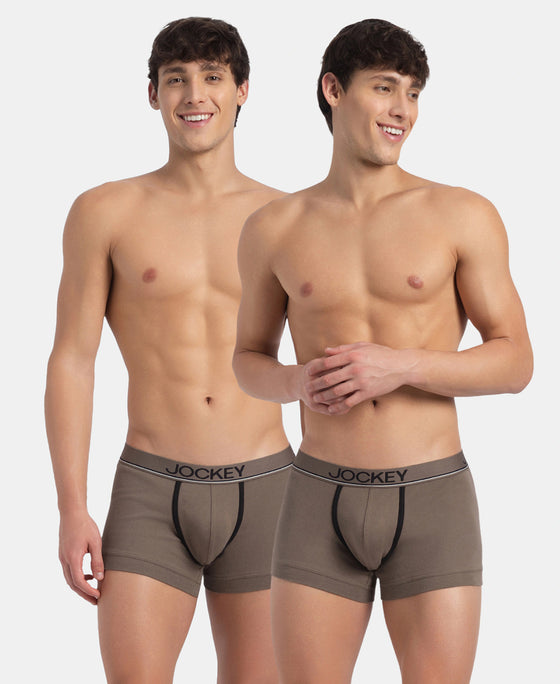 Super Combed Cotton Rib Solid Trunk with Ultrasoft Waistband - Dark Khaki (Pack of 2)