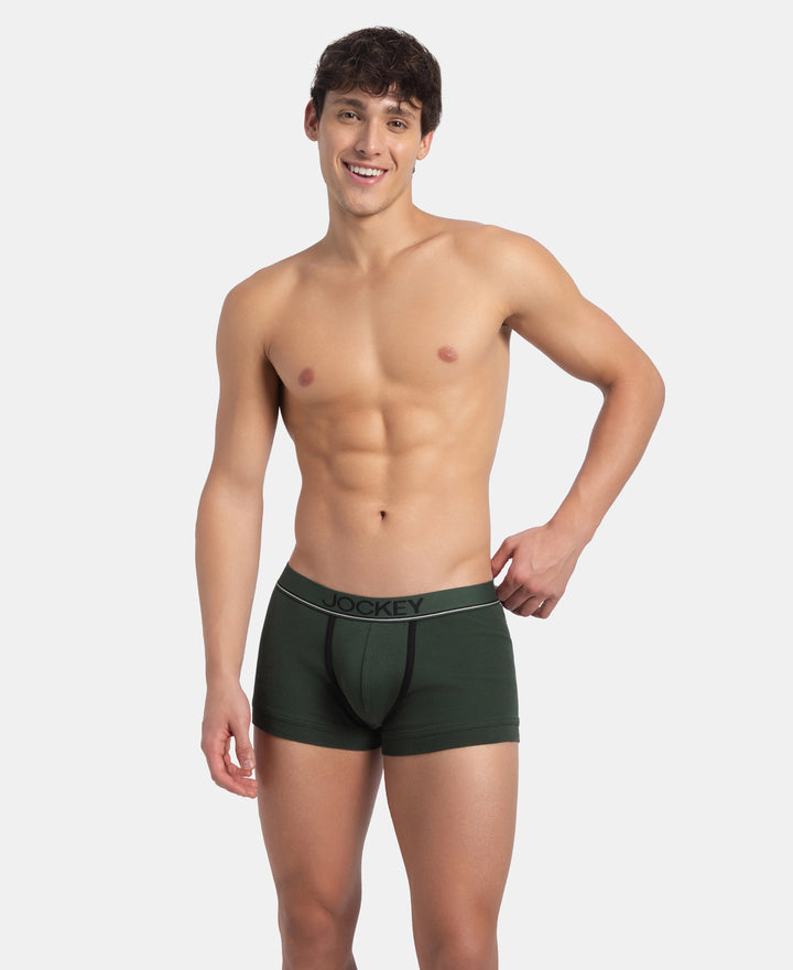 Super Combed Cotton Rib Solid Trunk with Ultrasoft Waistband - Deep Forest