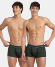 Super Combed Cotton Rib Solid Trunk with Ultrasoft Waistband - Deep Forest (Pack of 2)