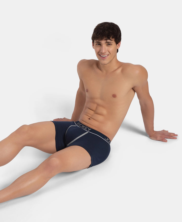 Super Combed Cotton Rib Solid Trunk with Ultrasoft Waistband - Deep Navy