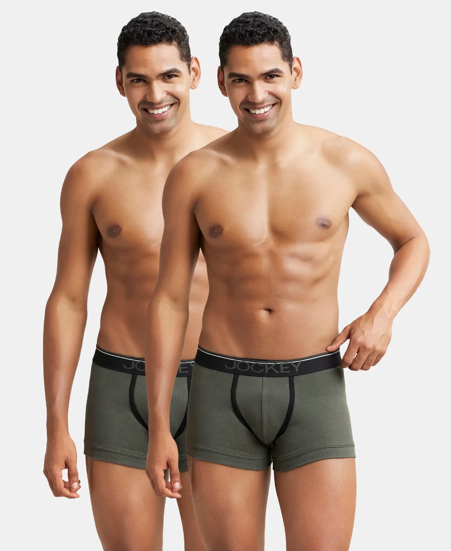 Super Combed Cotton Rib Solid Trunk with Ultrasoft Waistband - Deep Olive (Pack of 2)