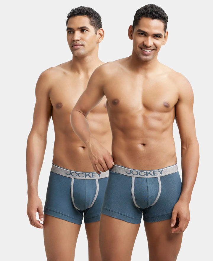 Super Combed Cotton Rib Solid Trunk with Ultrasoft Waistband - Deep Slate (Pack of 2)