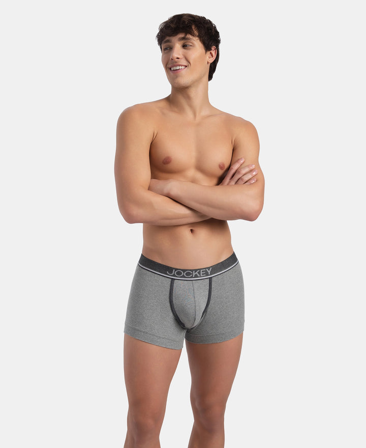 Super Combed Cotton Rib Solid Trunk with Ultrasoft Waistband - Grey Melange