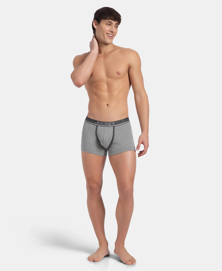 Super Combed Cotton Rib Solid Trunk with Ultrasoft Waistband - Grey Melange