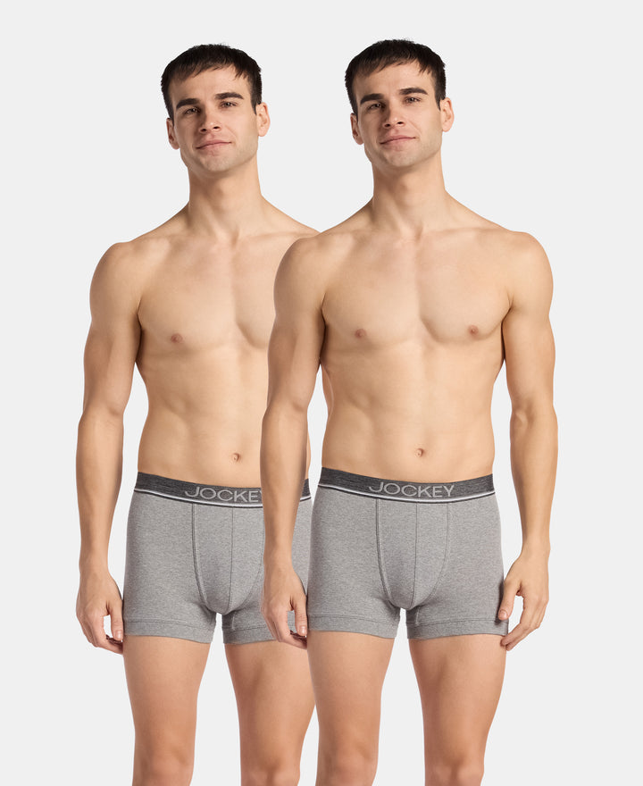 Super Combed Cotton Rib Solid Trunk with Ultrasoft Waistband - Grey Melange (Pack of 2)