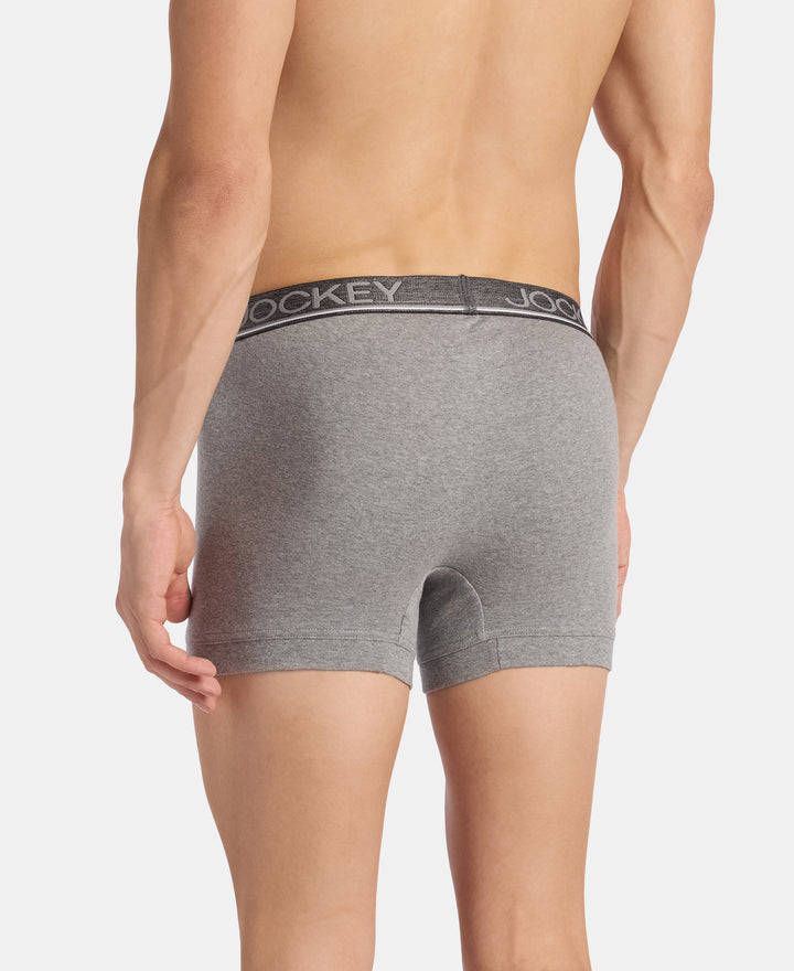 Super Combed Cotton Rib Solid Trunk with Ultrasoft Waistband - Grey Melange (Pack of 2)
