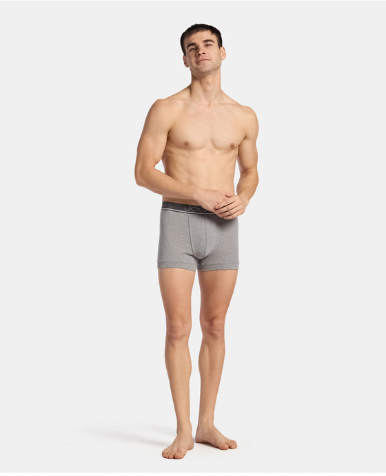 Super Combed Cotton Rib Solid Trunk with Ultrasoft Waistband - Grey Melange (Pack of 2)