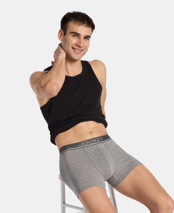 Super Combed Cotton Rib Solid Trunk with Ultrasoft Waistband - Grey Melange (Pack of 2)