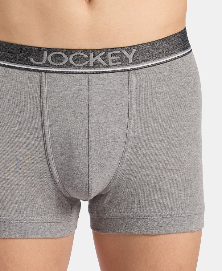 Super Combed Cotton Rib Solid Trunk with Ultrasoft Waistband - Grey Melange (Pack of 2)