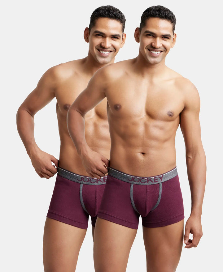 Super Combed Cotton Rib Solid Trunk with Ultrasoft Waistband - Wine Tasting (Pack of 2)