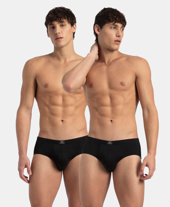 Super Combed Cotton Solid Brief with Ultrasoft Concealed Waistband - Black (Pack of 2)