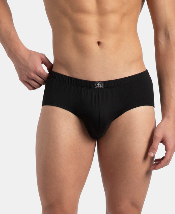Super Combed Cotton Solid Brief with Ultrasoft Concealed Waistband - Black