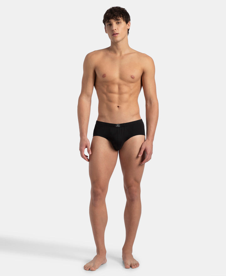 Super Combed Cotton Solid Brief with Ultrasoft Concealed Waistband - Black