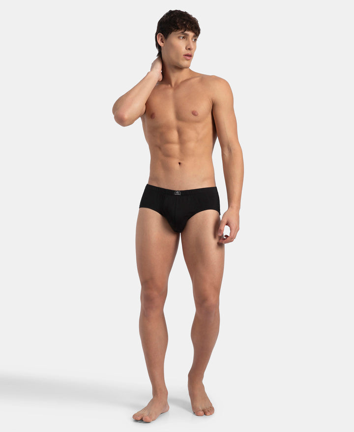 Super Combed Cotton Solid Brief with Ultrasoft Concealed Waistband - Black