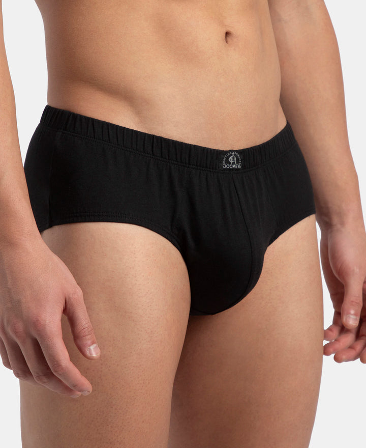 Super Combed Cotton Solid Brief with Ultrasoft Concealed Waistband - Black