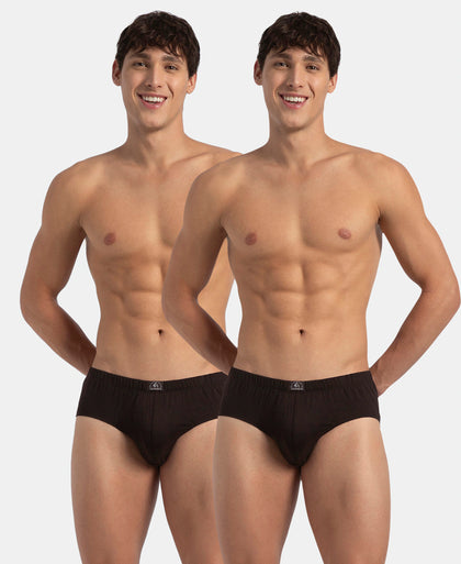 Super Combed Cotton Solid Brief with Ultrasoft Concealed Waistband - Brown (Pack of 2)