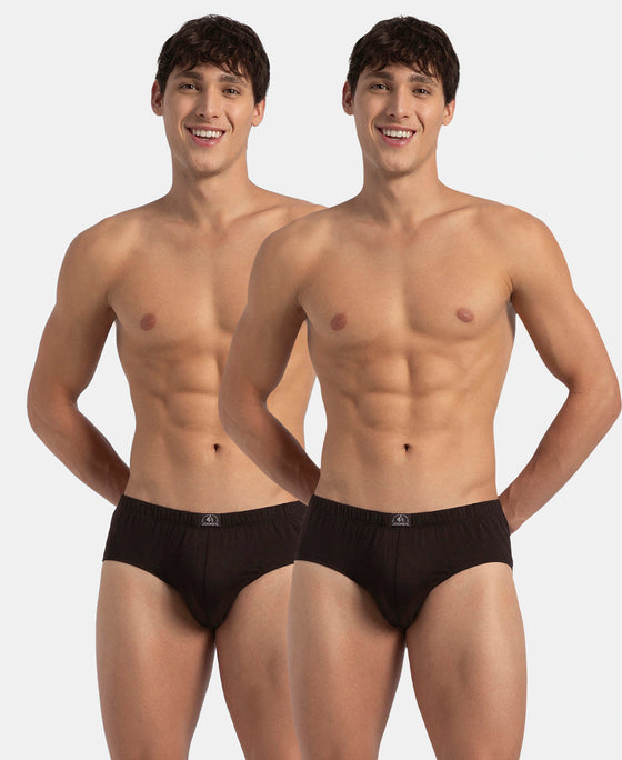 Super Combed Cotton Solid Brief with Ultrasoft Concealed Waistband - Brown (Pack of 2)