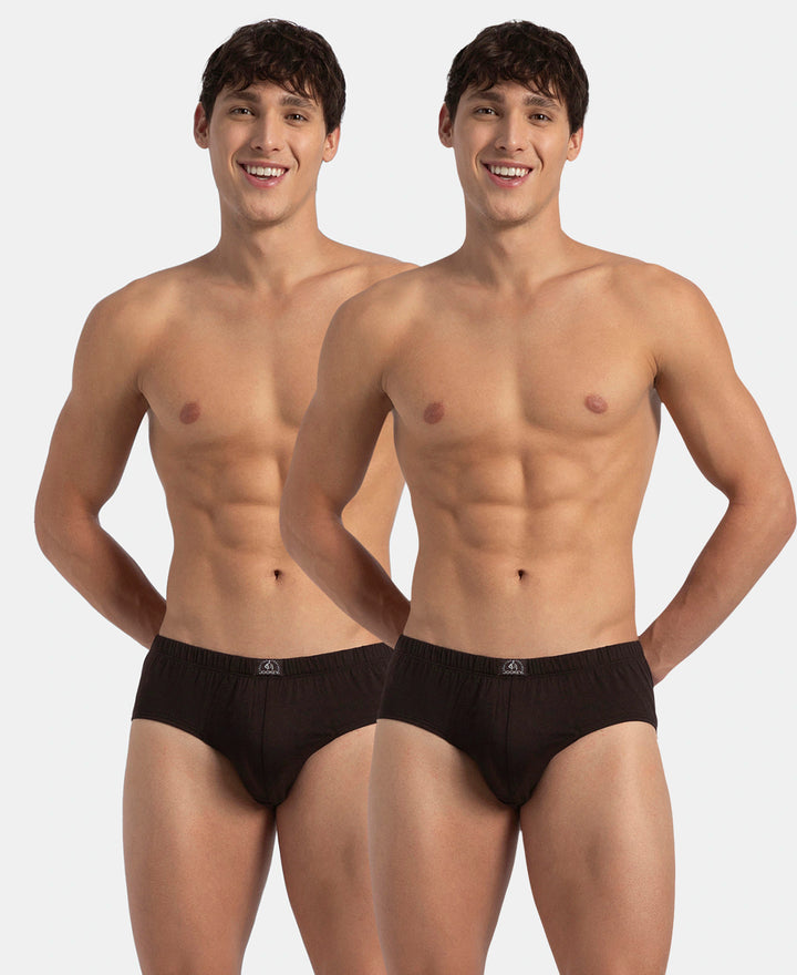 Super Combed Cotton Solid Brief with Ultrasoft Concealed Waistband - Brown (Pack of 2)