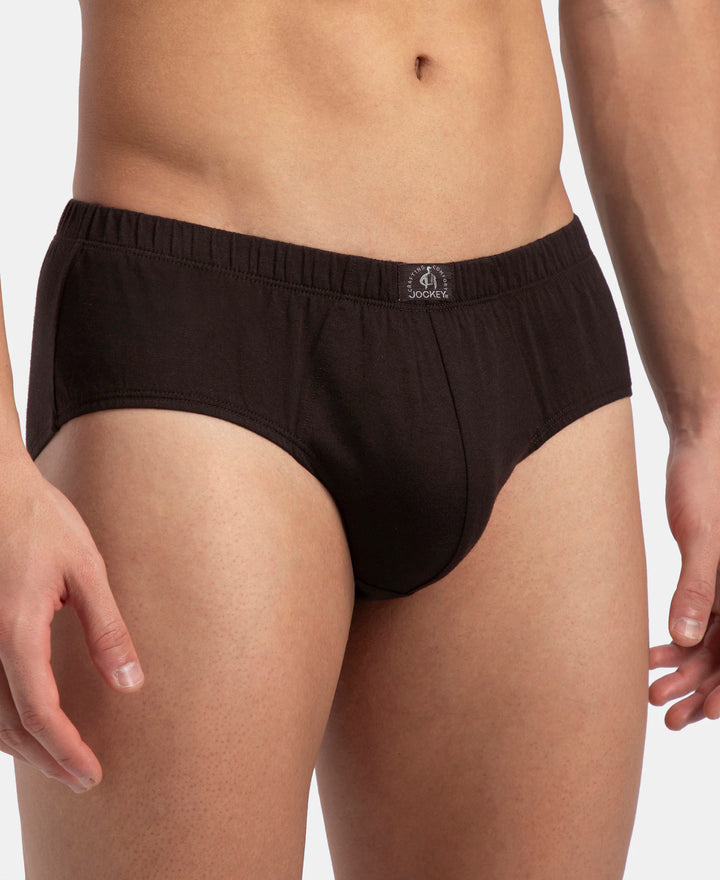 Super Combed Cotton Solid Brief with Ultrasoft Concealed Waistband - Brown (Pack of 2)