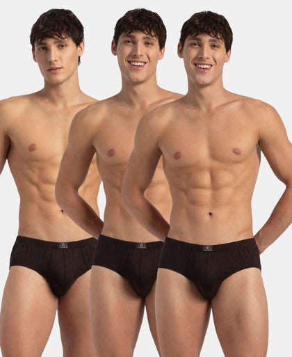 Super Combed Cotton Solid Brief with Ultrasoft Concealed Waistband - Brown (Pack of 3)