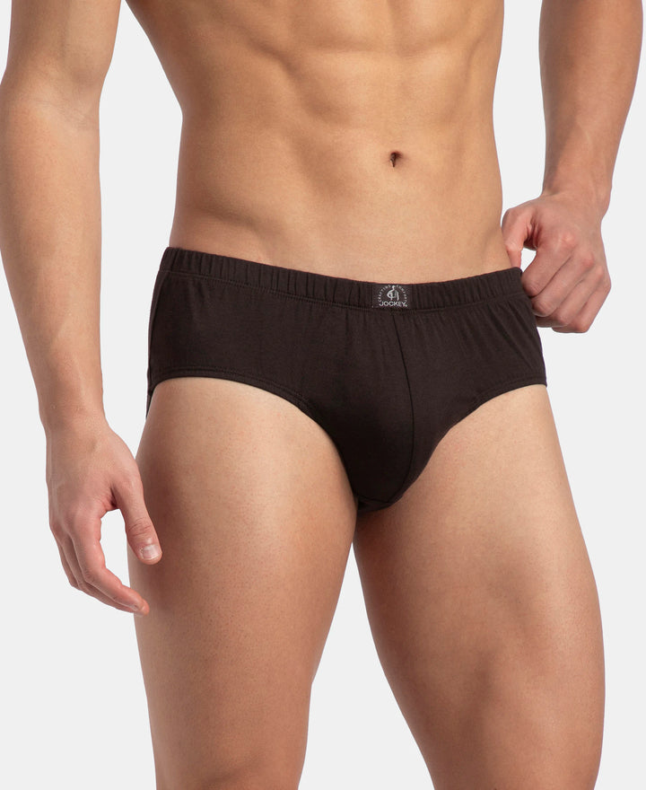 Super Combed Cotton Solid Brief with Ultrasoft Concealed Waistband - Brown