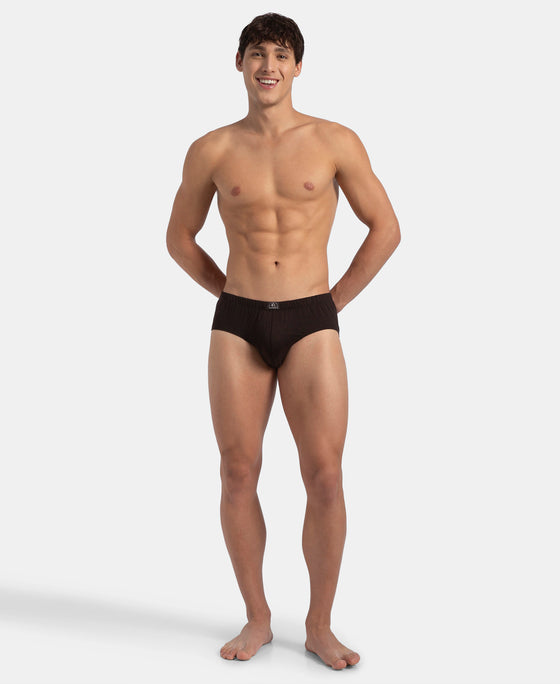 Super Combed Cotton Solid Brief with Ultrasoft Concealed Waistband - Brown