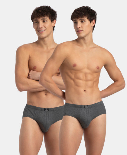 Super Combed Cotton Solid Brief with Ultrasoft Concealed Waistband - Charcoal Melange (Pack of 2)
