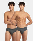 Super Combed Cotton Solid Brief with Ultrasoft Concealed Waistband - Charcoal Melange (Pack of 2)