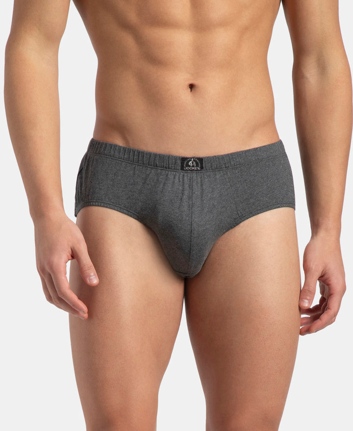 Super Combed Cotton Solid Brief with Ultrasoft Concealed Waistband - Charcoal Melange