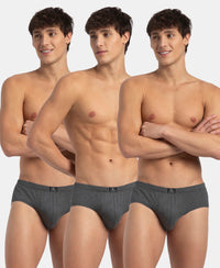 Super Combed Cotton Solid Brief with Ultrasoft Concealed Waistband - Charcoal Melange (Pack of 3)