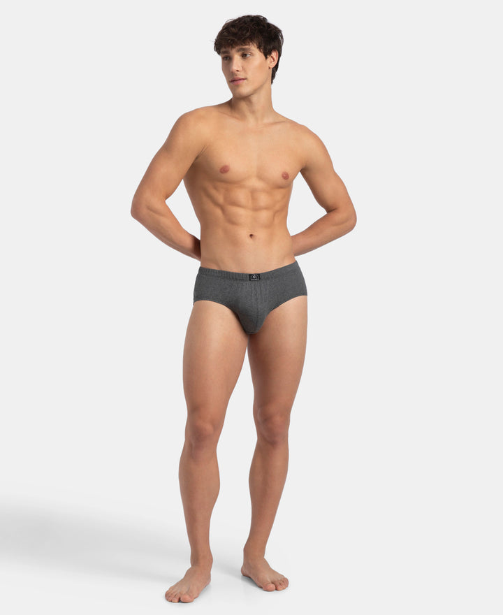 Super Combed Cotton Solid Brief with Ultrasoft Concealed Waistband - Charcoal Melange