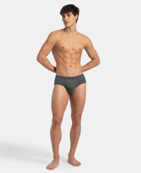 Super Combed Cotton Solid Brief with Ultrasoft Concealed Waistband - Charcoal Melange (Pack of 3)