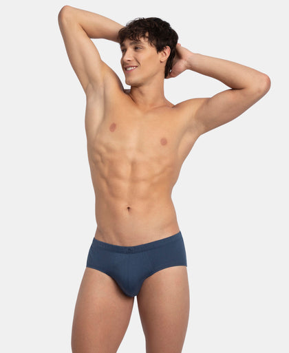 Super Combed Cotton Solid Brief with Ultrasoft Concealed Waistband - Dark Denim