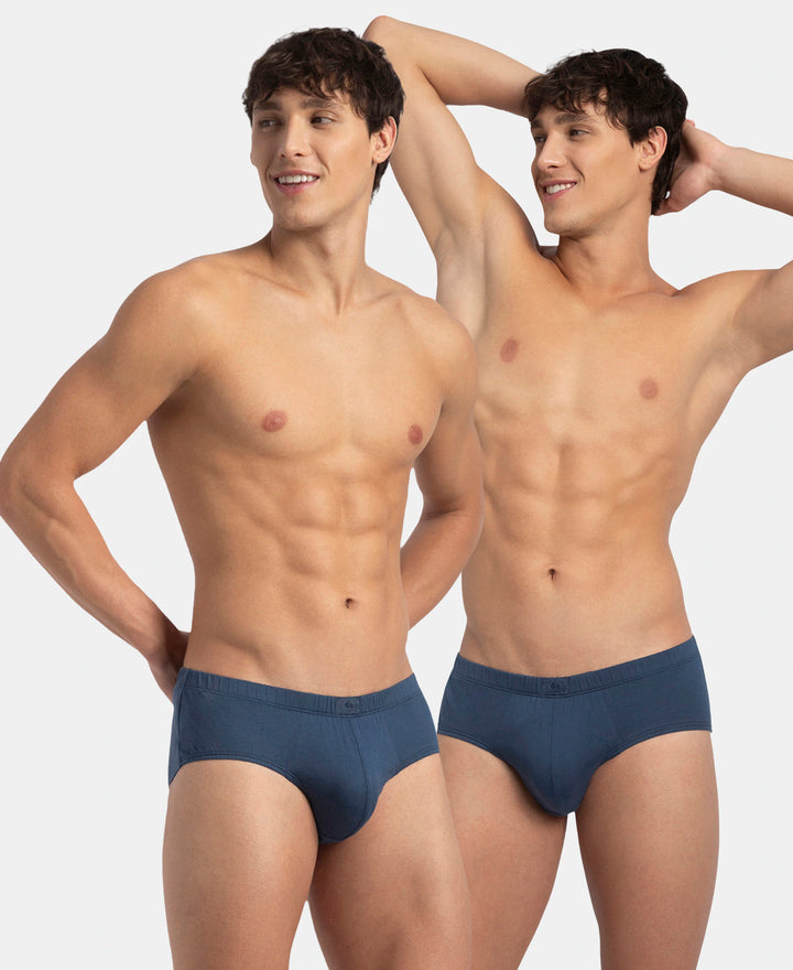 Super Combed Cotton Solid Brief with Ultrasoft Concealed Waistband - Dark Denim (Pack of 2)