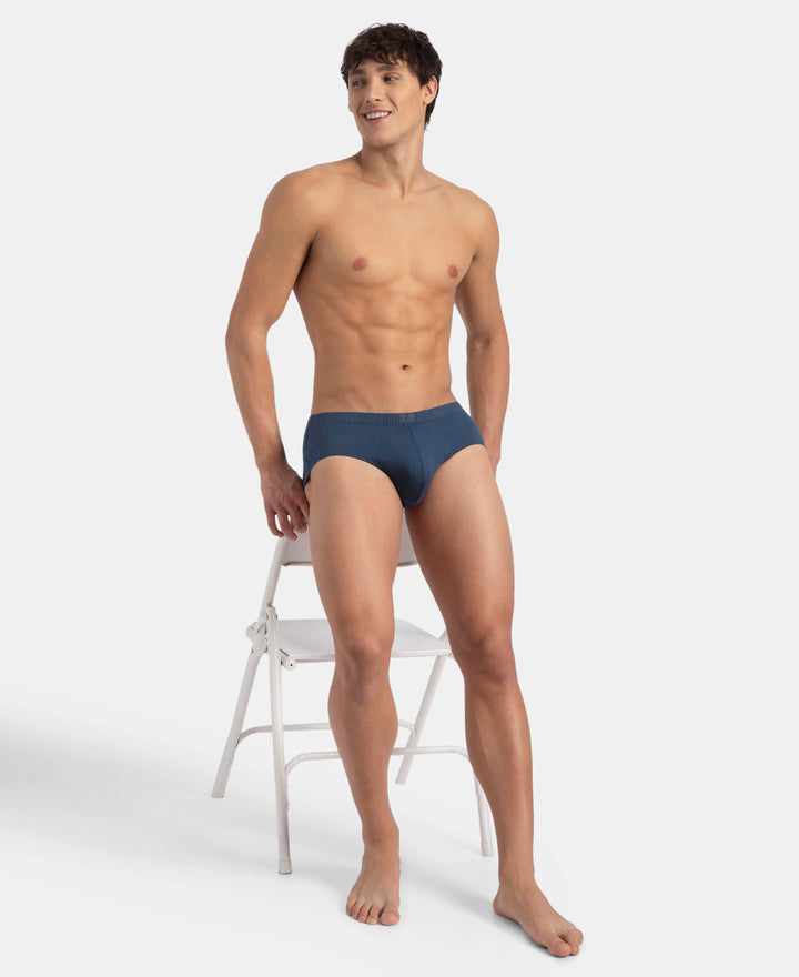 Super Combed Cotton Solid Brief with Ultrasoft Concealed Waistband - Dark Denim (Pack of 2)