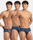 Super Combed Cotton Solid Brief with Ultrasoft Concealed Waistband - Dark Denim (Pack of 3)