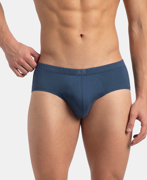 Super Combed Cotton Solid Brief with Ultrasoft Concealed Waistband - Dark Denim (Pack of 3)