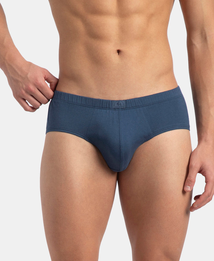Super Combed Cotton Solid Brief with Ultrasoft Concealed Waistband - Dark Denim (Pack of 3)