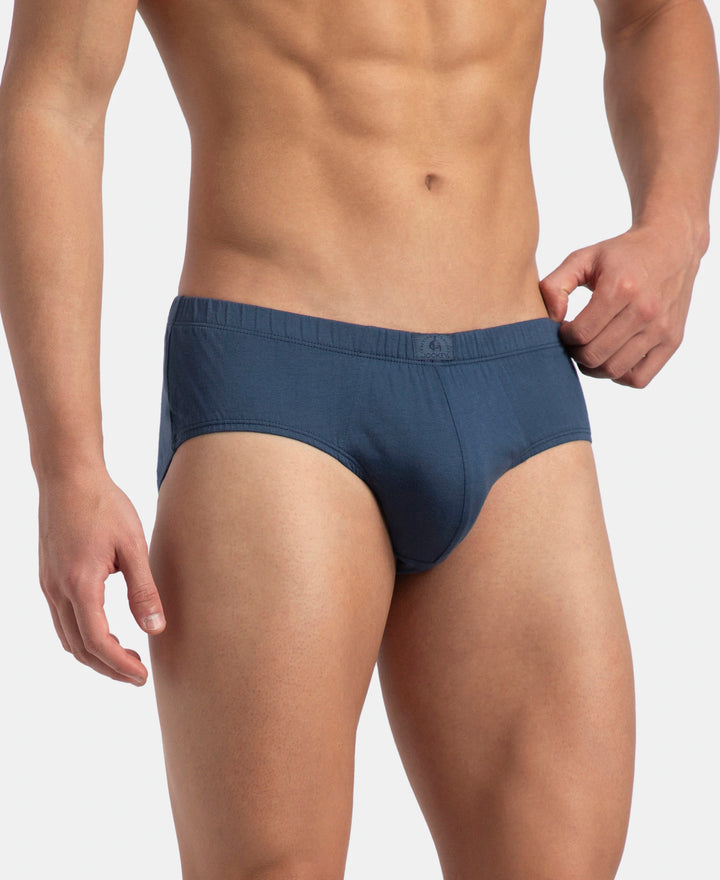 Super Combed Cotton Solid Brief with Ultrasoft Concealed Waistband - Dark Denim (Pack of 3)